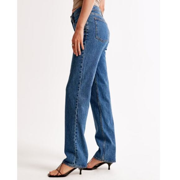 Abercrombie & Fitch Women's Dark Marble Mid Rise 90s Straight Jeans Size 30 - Picture 3 of 11